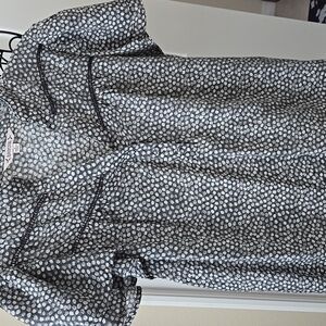 Nanette Lepore Gray and White Polka Dot Shortsleeve Blouse Sz Small